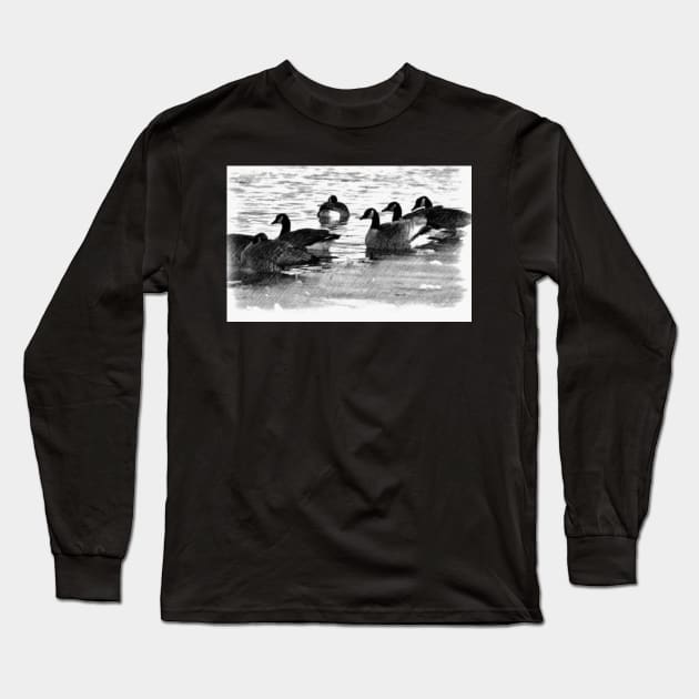 Canada Geese in Black & White. Long Sleeve T-Shirt by CanadianWild418